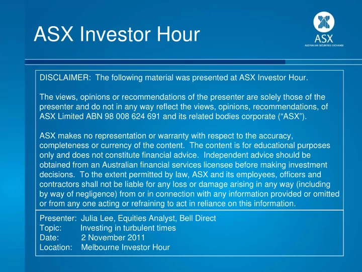 asx investor hour