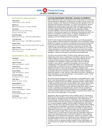 Q4 2007 CONFERENCE CALL  CAUTION REGARDING FORWARD-LOOKING STATEMENTS  C O R P O R A T E  P A R T I