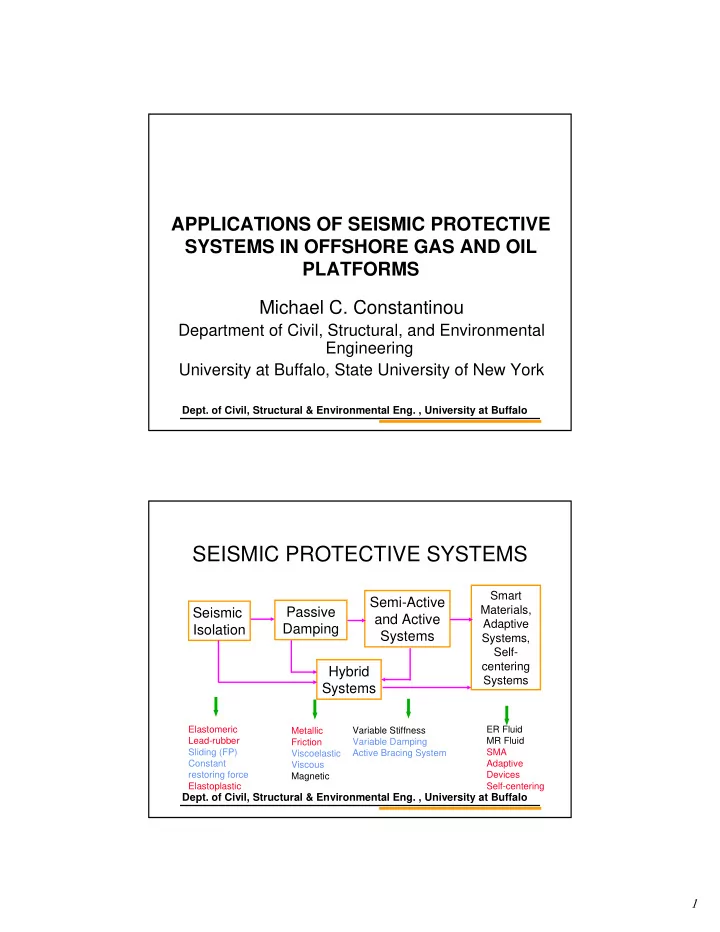 seismic protective systems