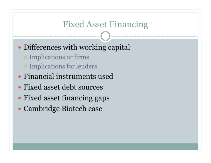fixed asset financing