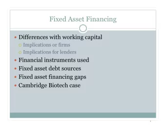Fixed Asset Financing  Differences with working capital o Implications or firms o Implications