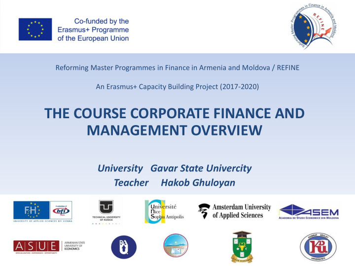 the course corporate finance and
