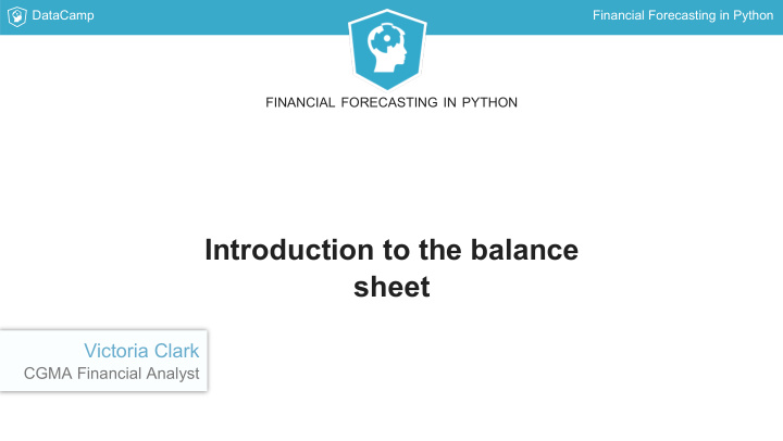 introduction to the balance sheet