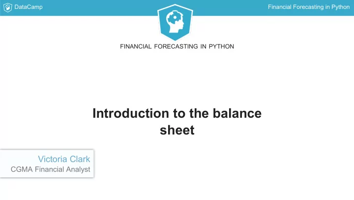 introduction to the balance sheet