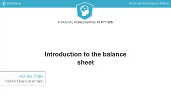 Introduction to the balance  sheet  Victoria Clark  CGMA Financial Analyst  DataCamp  Financial