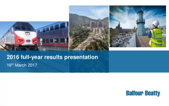 2016 full-year results presentation 16 th March 2017  Forward-looking statements  This presentation