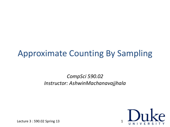 approximate counting by sampling