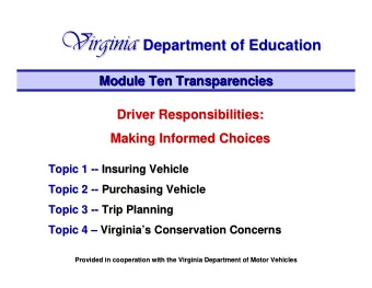 Virginia Virginia Department of Education  Virginia  Virginia  Department of Education  Module Ten