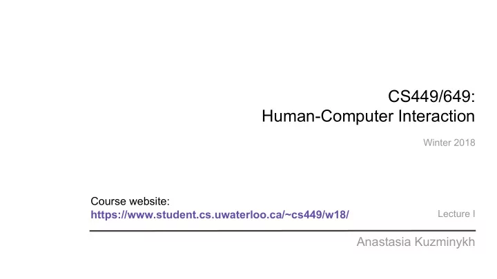 cs449 649 human computer interaction