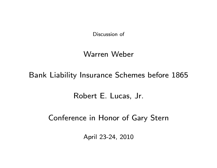 warren weber bank liability insurance schemes before 1865