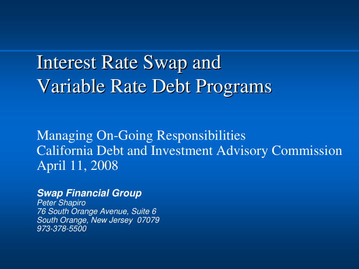 interest rate swap and interest rate swap and variable