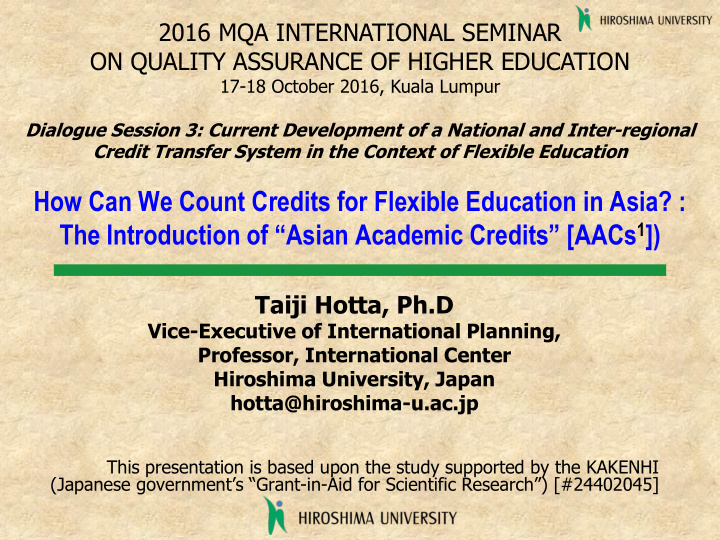 how can we count credits for flexible education in asia