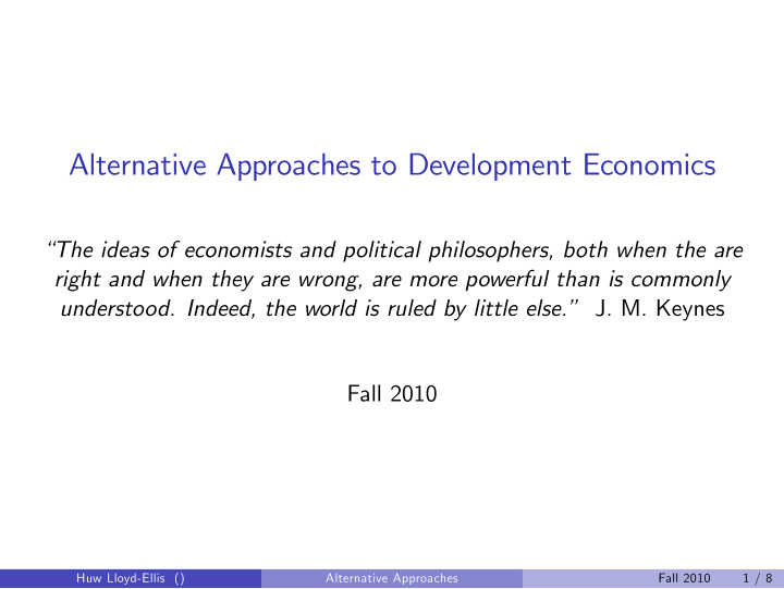 alternative approaches to development economics