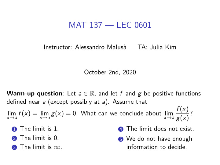 mat 137 lec 0601