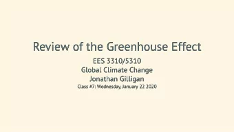 Review of the Greenhouse Effect  Review of the Greenhouse Effect  EES 3310/5310  EES 3310/5310
