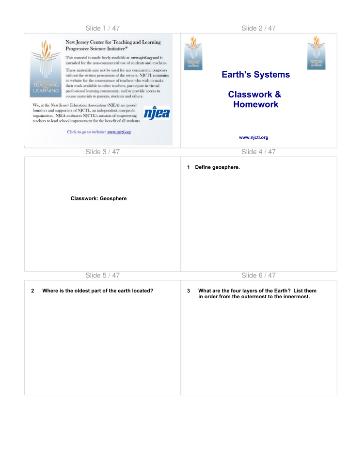earth s systems classwork homework