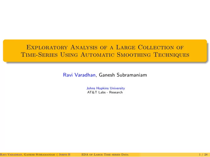 exploratory analysis of a large collection of time series