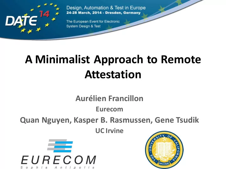 a minimalist approach to remote attestation