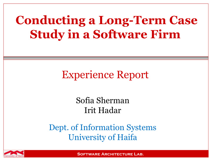 conducting a long term case study in a software firm