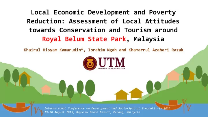 towards conservation and tourism around