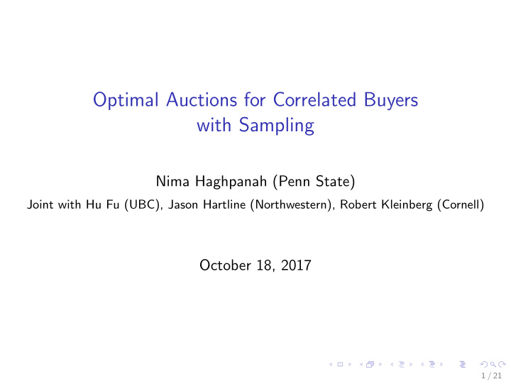 optimal auctions for correlated buyers with sampling