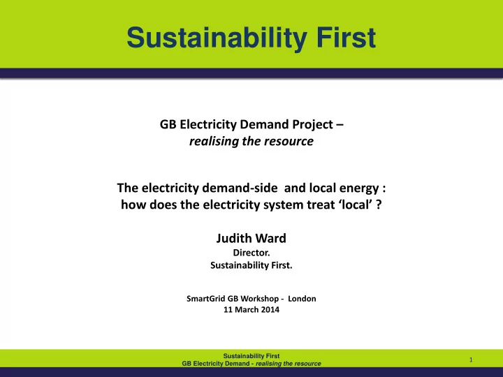 sustainability first