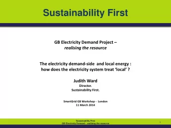 Sustainability First GB Electricity Demand Project   realising the resource  The electricity