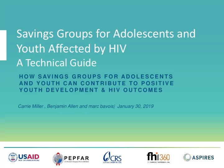 savings groups for adolescents and