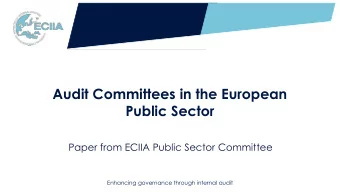 Audit Committees in the European  Public Sector  Paper from ECIIA Public Sector Committee