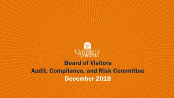 Board of Visitors  Audit, Compliance, and Risk Committee  December 2018  1  Auditor of Public
