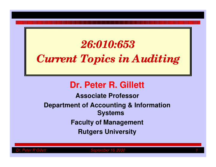 26 010 653 current topics in auditing