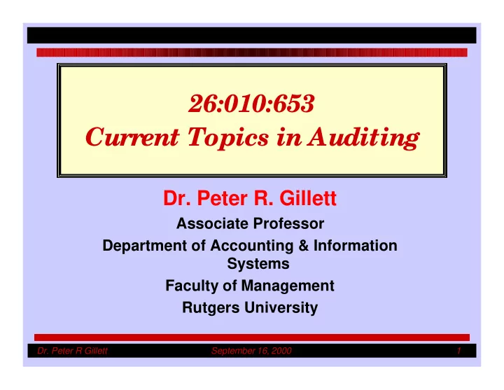 26 010 653 current topics in auditing
