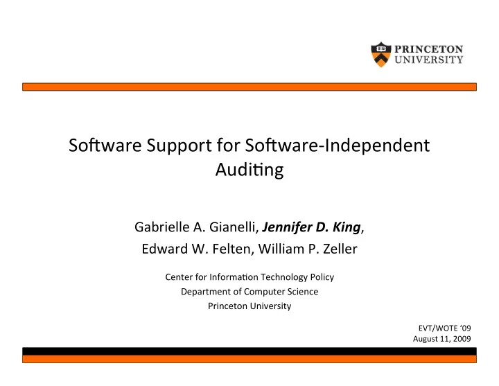 so ware support for so ware independent audi3ng