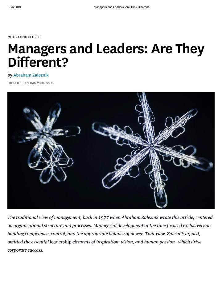 managers and leaders are they different