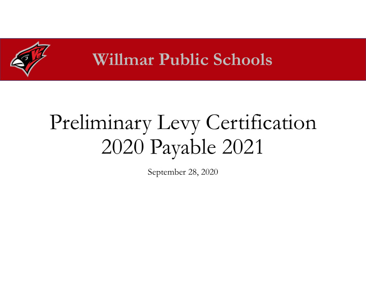 preliminary levy certification 2020 payable 2021