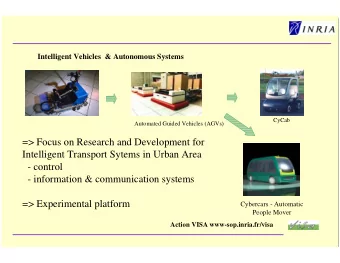 =&gt; Focus on Research and Development for  Intelligent Transport Sytems in Urban Area  - control