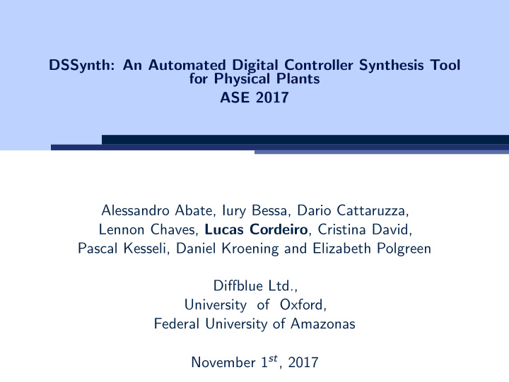 dssynth an automated digital controller synthesis tool