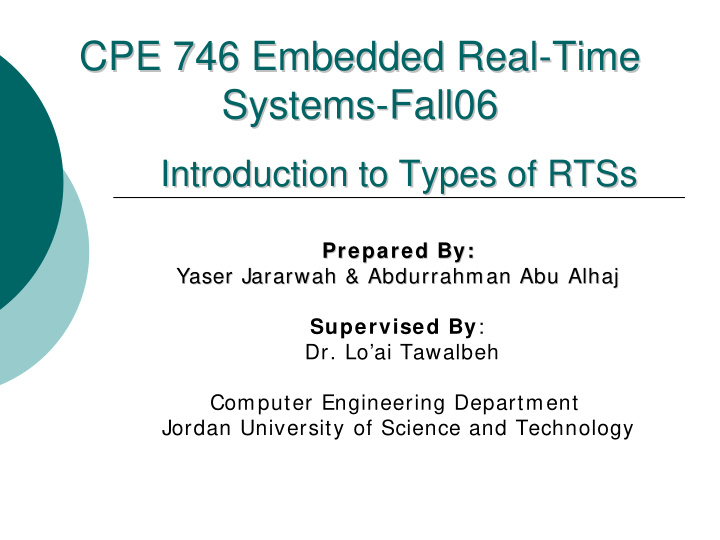 cpe 746 embedded real time time cpe 746 embedded real