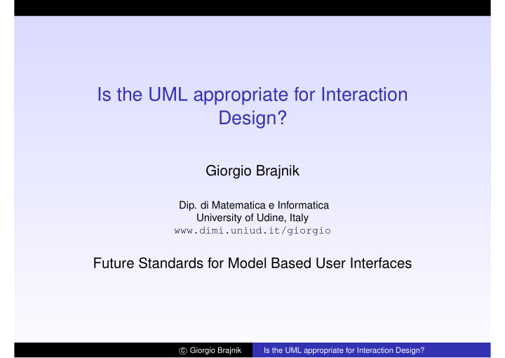 is the uml appropriate for interaction design