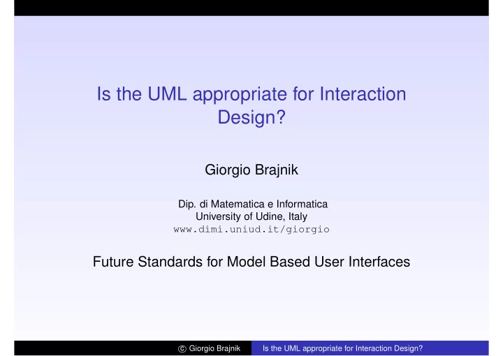 is the uml appropriate for interaction design