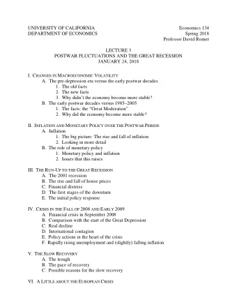 UNIVERSITY OF CALIFORNIA  Economics 134  DEPARTMENT OF ECONOMICS  Spring 2018  Professor David