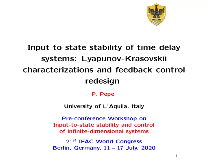 input to state stability of time delay systems lyapunov