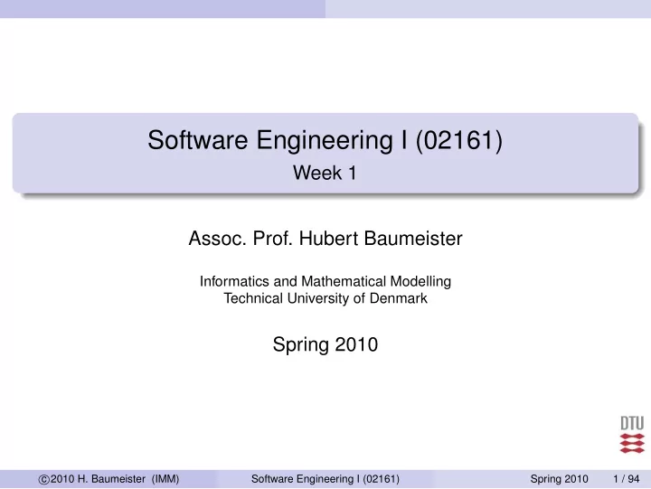 software engineering i 02161