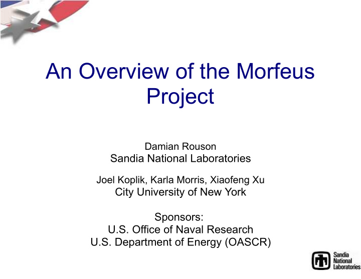 an overview of the morfeus project