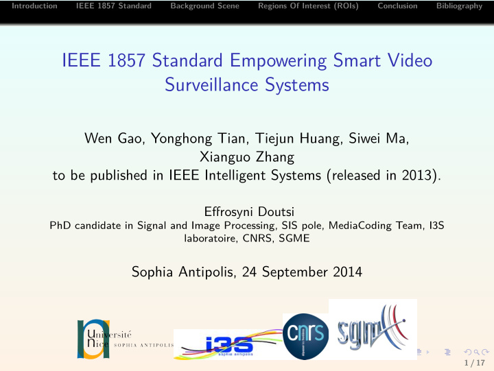 ieee 1857 standard empowering smart video surveillance