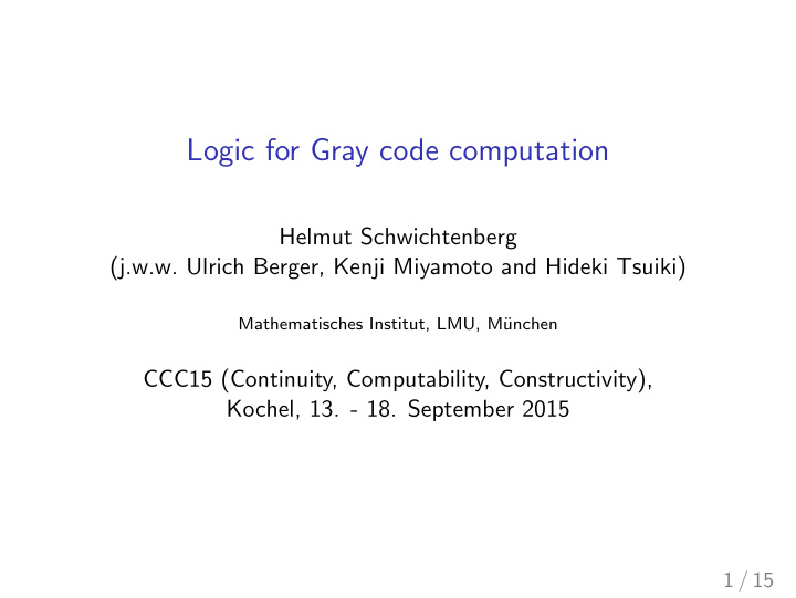 logic for gray code computation