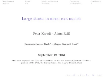 Large shocks in menu cost models  Peter Karadi  Adam Reiff  European Central Bank*  Magyar