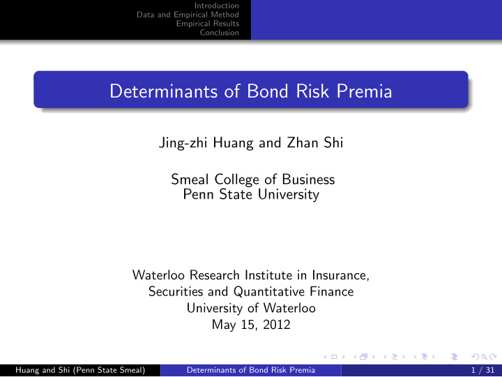 determinants of bond risk premia