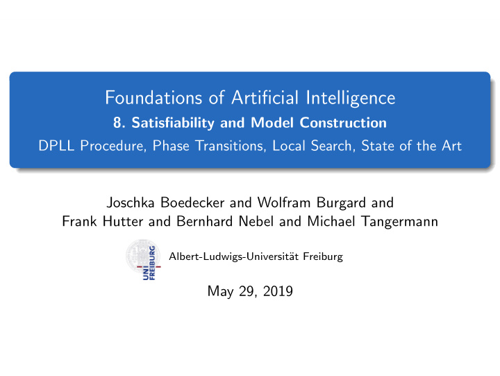 foundations of artificial intelligence