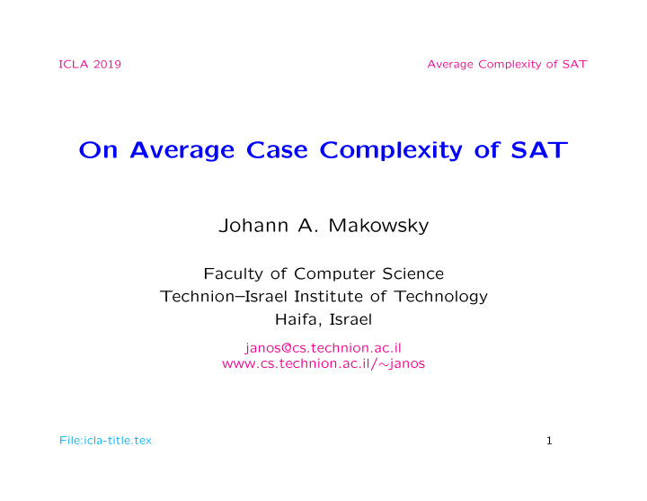 on average case complexity of sat